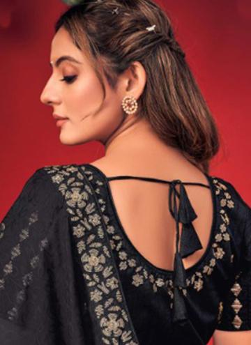 Jacquard Designer Saree in Black Enhanced with Sequins Work