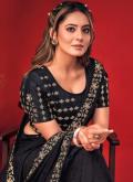 Jacquard Designer Saree in Black Enhanced with Sequins Work - 2