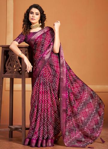 Jacquard Silk Classic Designer Saree in Pink Enhanced with Printed