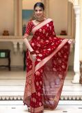 Jacquard Work Banarasi Red Classic Designer Saree - 1