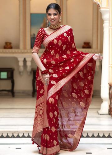 Jacquard Work Banarasi Red Classic Designer Saree
