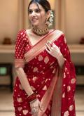 Jacquard Work Banarasi Red Classic Designer Saree - 2