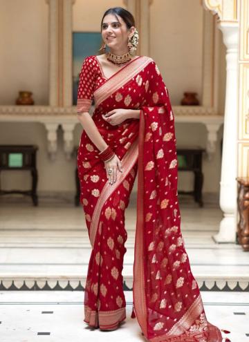 Jacquard Work Banarasi Red Classic Designer Saree