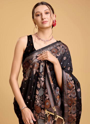 Jacquard Work Silk Black Designer Saree