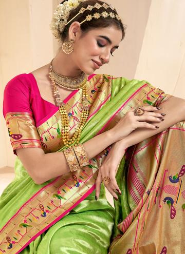 Jacquard Work Silk Green Trendy Saree