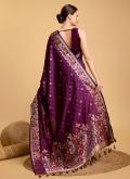 Jacquard Work Silk Violet Classic Designer Saree - 2
