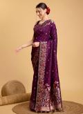 Jacquard Work Silk Violet Classic Designer Saree - 3