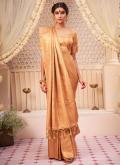 Kanjivaram Silk Contemporary Saree in Gold Enhanced with Woven - 1