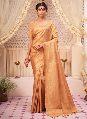 Kanjivaram Silk Contemporary Saree in Gold Enhanced with Woven