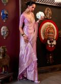Lavender color Satin Silk Classic Designer Saree with Woven - 1