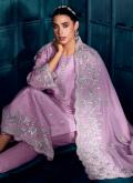 Lavender color Silk Trendy Salwar Kameez with Embroidered - 2