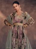 Lavender Georgette Embroidered Designer Gown - 1