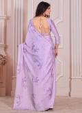 Lavender Georgette Satin Cutwork Trendy Saree for Ceremonial - 2