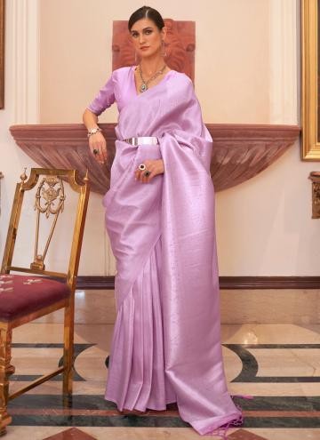 Lavender Silk Woven Classic Designer Saree for Cer