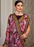Magenta Chiffon Printed Trendy Saree - 1