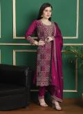 Magenta color Embroidered Georgette Salwar Suit - 3