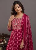 Magenta Cotton  Embroidered Salwar Suit for Festival - 1