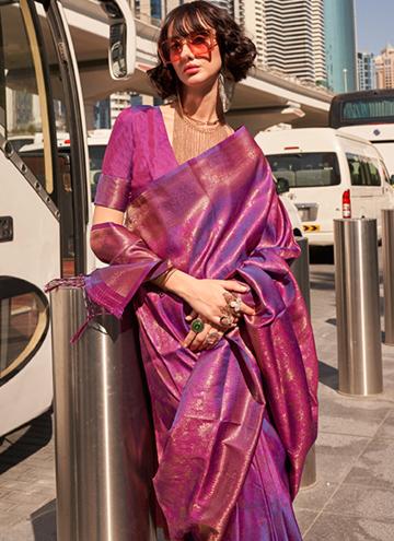 Magenta Handloom Silk Woven Classic Designer Saree for Ceremonial