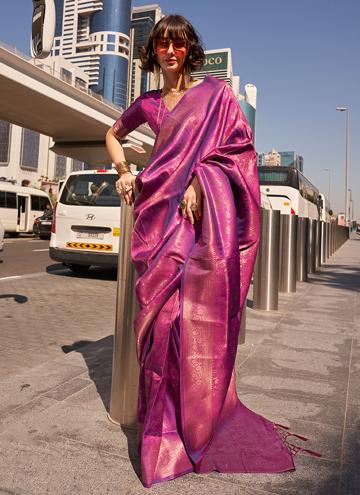 Magenta Handloom Silk Woven Classic Designer Saree
