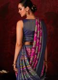 Magenta Silk Digital Print Designer Saree for Ceremonial - 1
