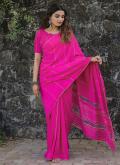 Magenta Trendy Saree in Chanderi with Sequins Work - 1