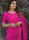 Magenta Trendy Saree in Chanderi with Sequins Work - 2