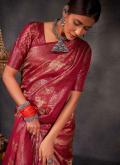 Maroon Classic Designer Saree in Kanjivaram Silk with Woven - 1