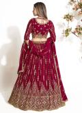 Maroon color Georgette A Line Lehenga Choli with Embroidered - 1