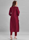 Maroon color Rayon Designer Kurti with Embroidered - 1