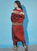 Maroon Cotton Silk Jacquard Work Designer Salwar Kameez for Ceremonial - 1