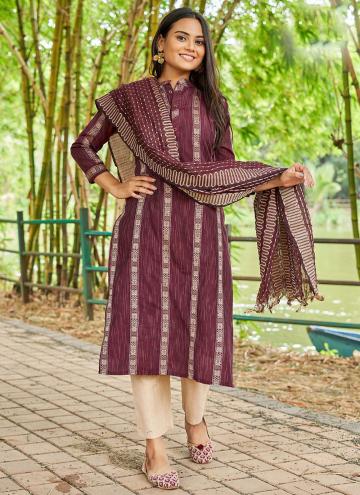 Maroon Salwar Suit in Cotton  with Woven