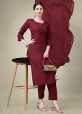 Maroon Trendy Salwar Suit in Blended Cotton with Embroidered - 3