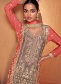 Mauve color Embroidered Chinon Salwar Suit - 1