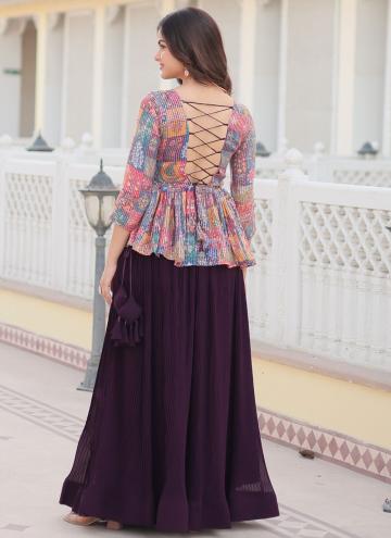 Multi Colour and Purple color Sequins Work Faux Georgette Readymade Lehenga Choli