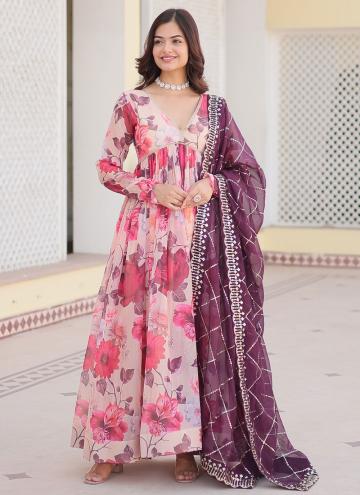 Multi Colour color Digital Print Silk Gown