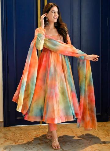 Multi Colour color Print Organza Salwar Suit