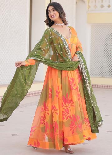 Multi Colour color Silk Readymade Designer Gown with Digital Print
