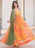 Multi Colour color Silk Readymade Designer Gown with Digital Print - 4