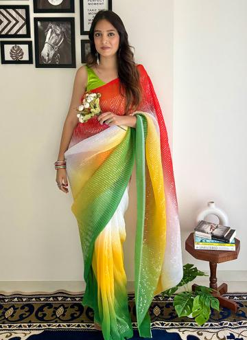Multi Colour Contemporary Saree in Georgette with Printed