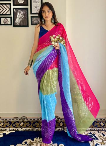 Multi Colour Georgette Printed Designer Saree for Ceremonial