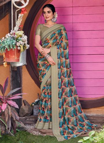 Multi Colour Georgette Printed Trendy Saree