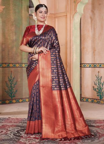 Multi Colour Kanjivaram Silk Woven Contemporary Sa