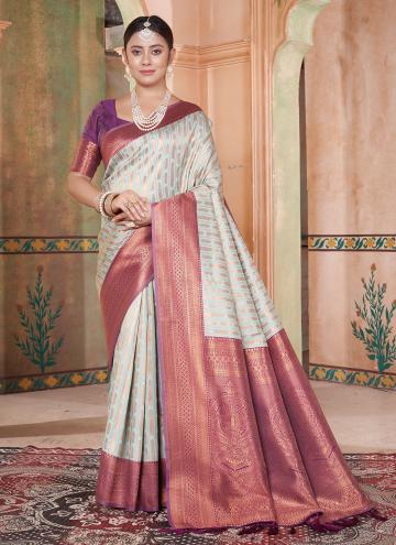 Multi Colour Kanjivaram Silk Woven Designer Saree for Ceremonial