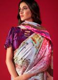 Multi Colour Pure Crepe Digital Print Trendy Saree for Casual - 2