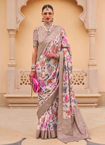 Multi Colour Silk Floral Print Contemporary Saree