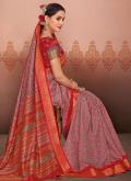 Multi Colour Silk Printed Classic Designer Saree for Ceremonial - 1