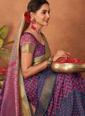 Multi Colour Silk Printed Contemporary Saree for Ceremonial - 1