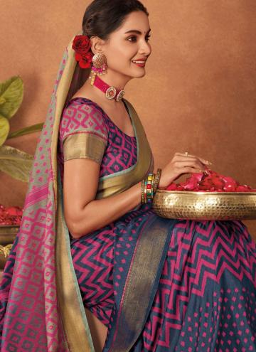 Multi Colour Silk Printed Contemporary Saree for Ceremonial