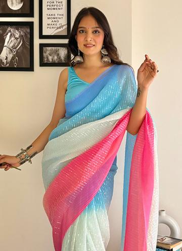 Multi Colour Trendy Saree in Georgette with Printed