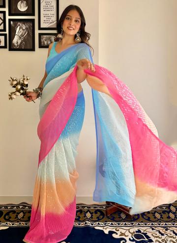 Multi Colour Trendy Saree in Georgette with Printe
